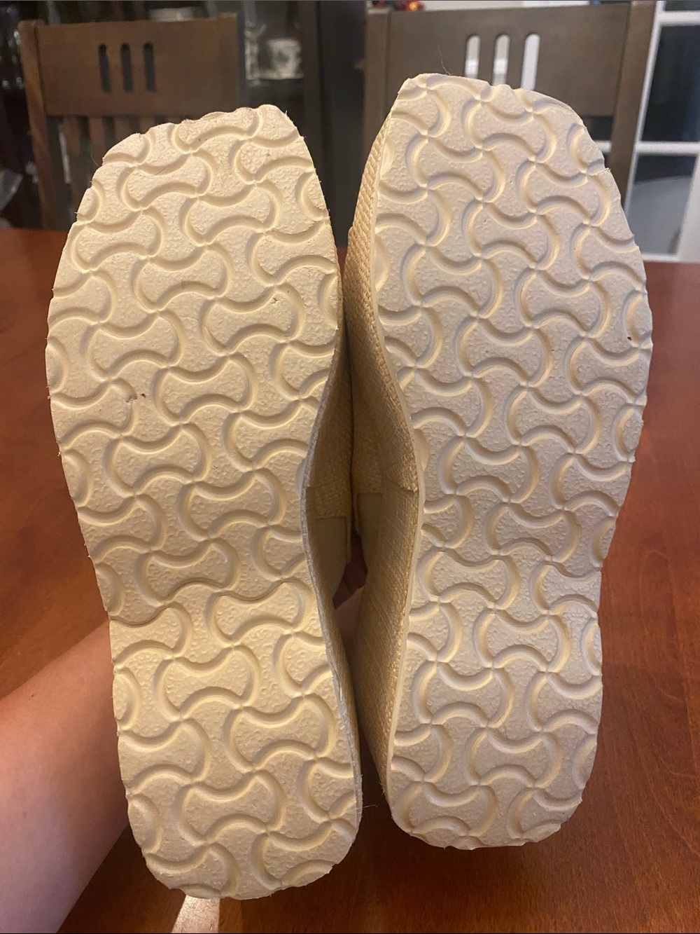 Dirty Laundry Beige Woven Platform Slide Wedges - Picture 4 of 7